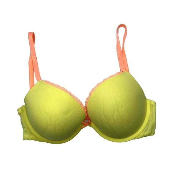 Victorias Secret Push Up Bra 36D Underwired Padded Multiway Lace Trim Yellow - Picture 6 of 6